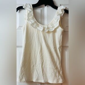 Rewind Cream Ruffled Eyelet Tank Top